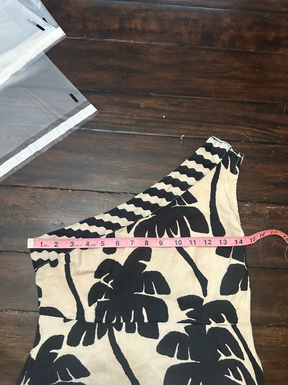FARM Rio Black White One-Shoulder Linen Palm Tree Maxi Dress Small 38468 - Picture 10 of 13